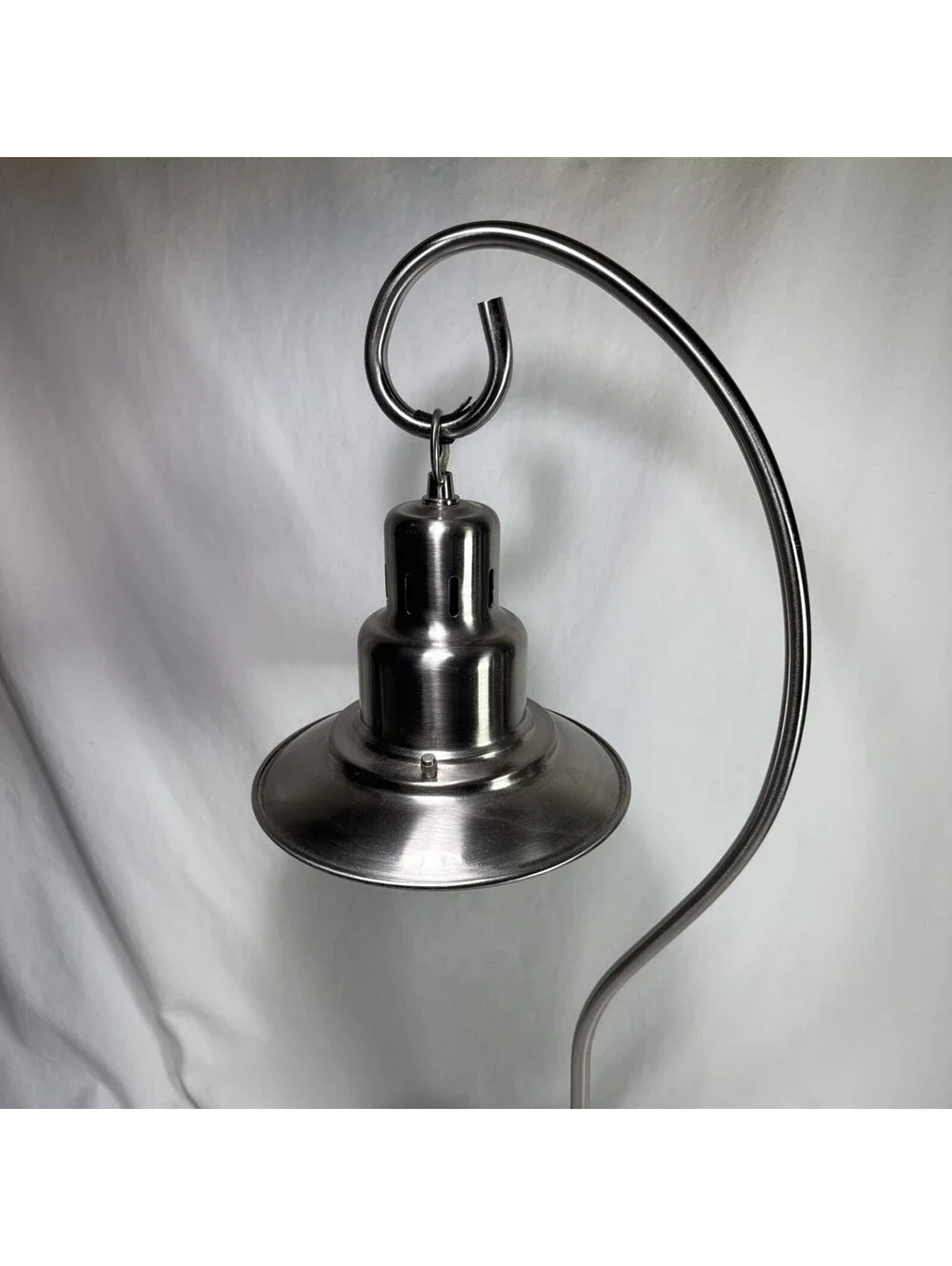 Pottery Barn Brushed Nickel Fisherman Table Lamp Hanging Bulb Cage Industrial